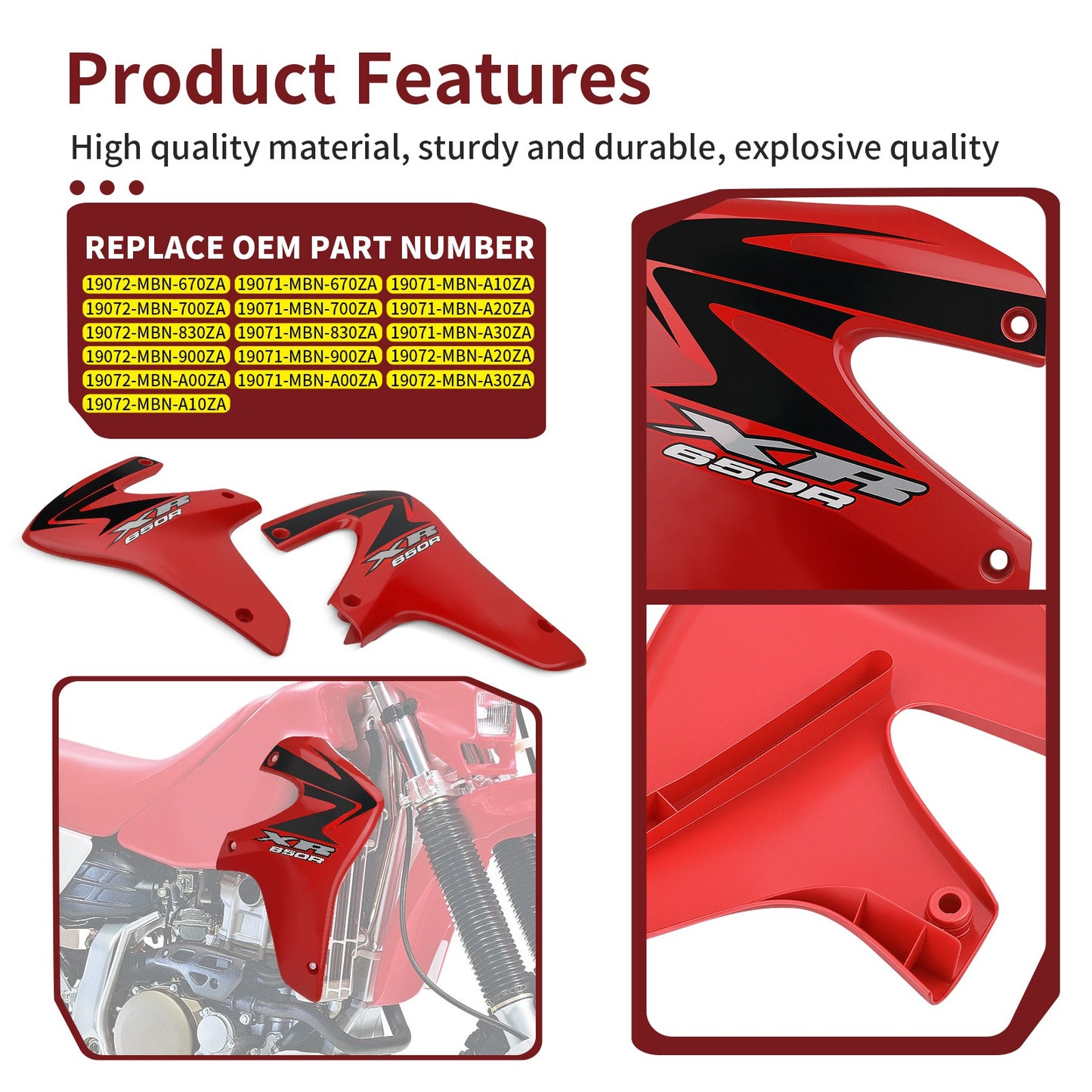 Set of 2 Radiator Shrouds for Honda XR650R (2000–2007) Plastic