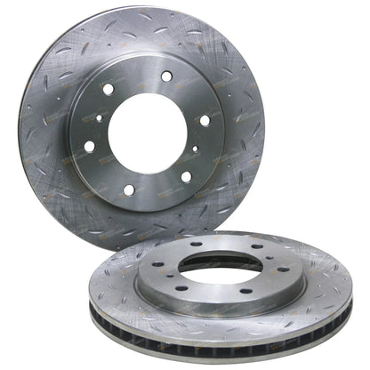 Front Slotted + Drilled Disc Brake Rotors for Challenger PB PC 4X4 (2009-2015)