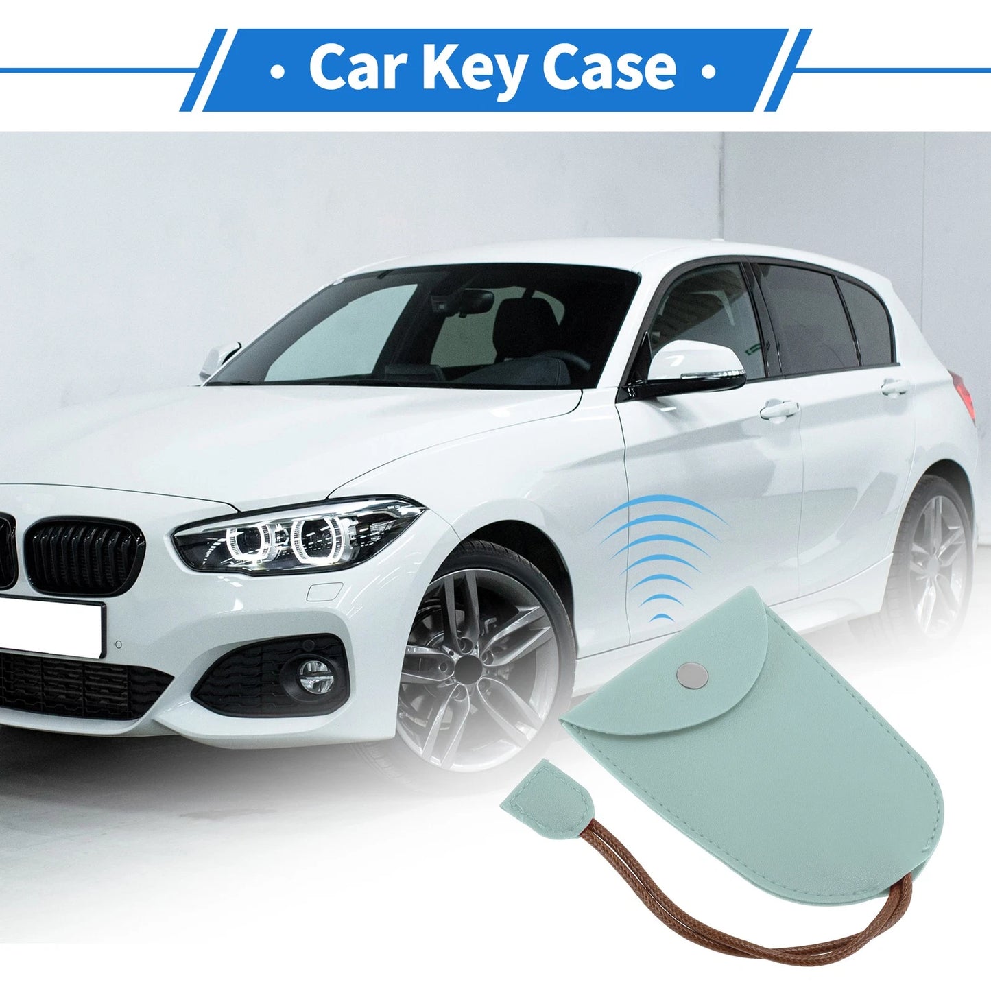 Car Key Case   - PU Smart Key Fob Cover Light Blue