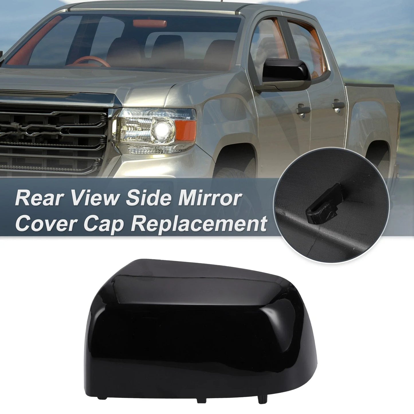 Left Side Rearview Mirror Cover Cap Gloss Black for Chevrolet Colorado & GMC