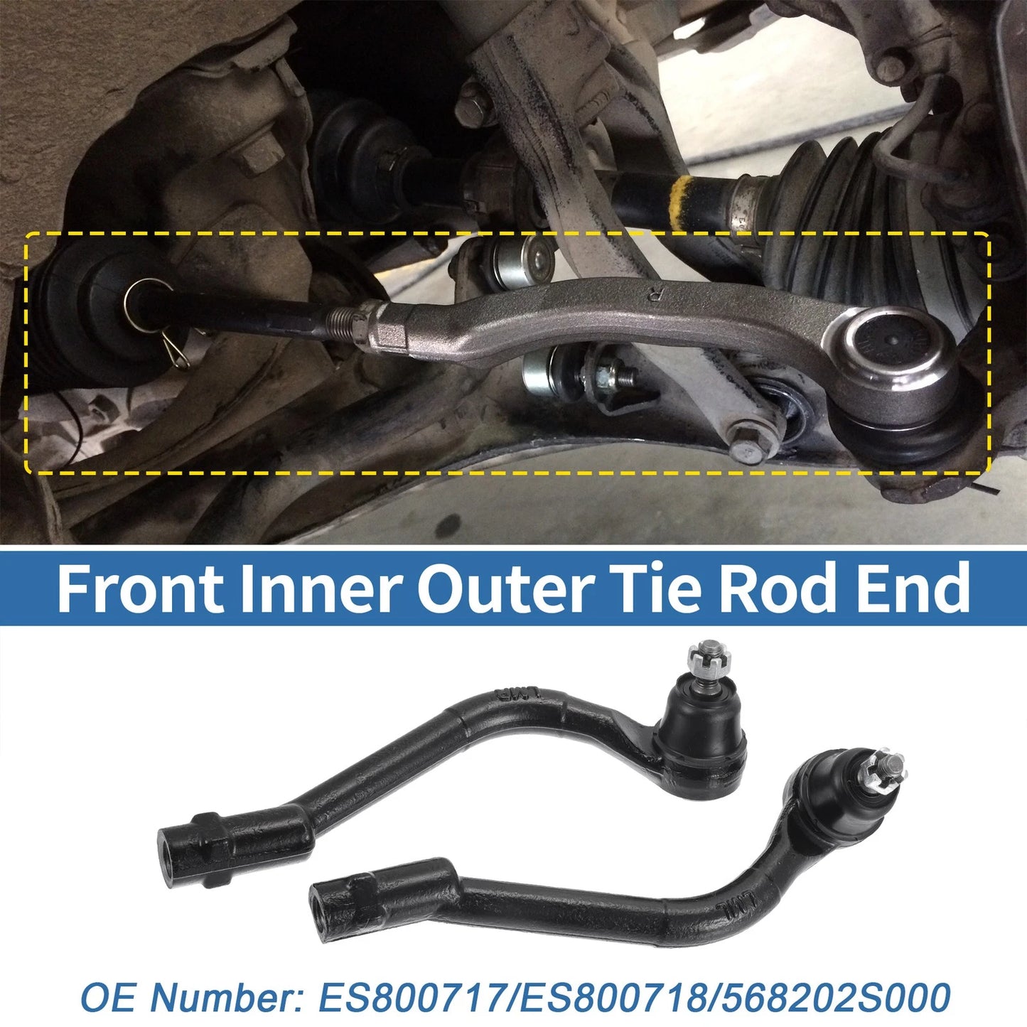 2X Front Outer Tie Rod End Links for Kia Sportage, Optima (No. ES800717/ES800718)