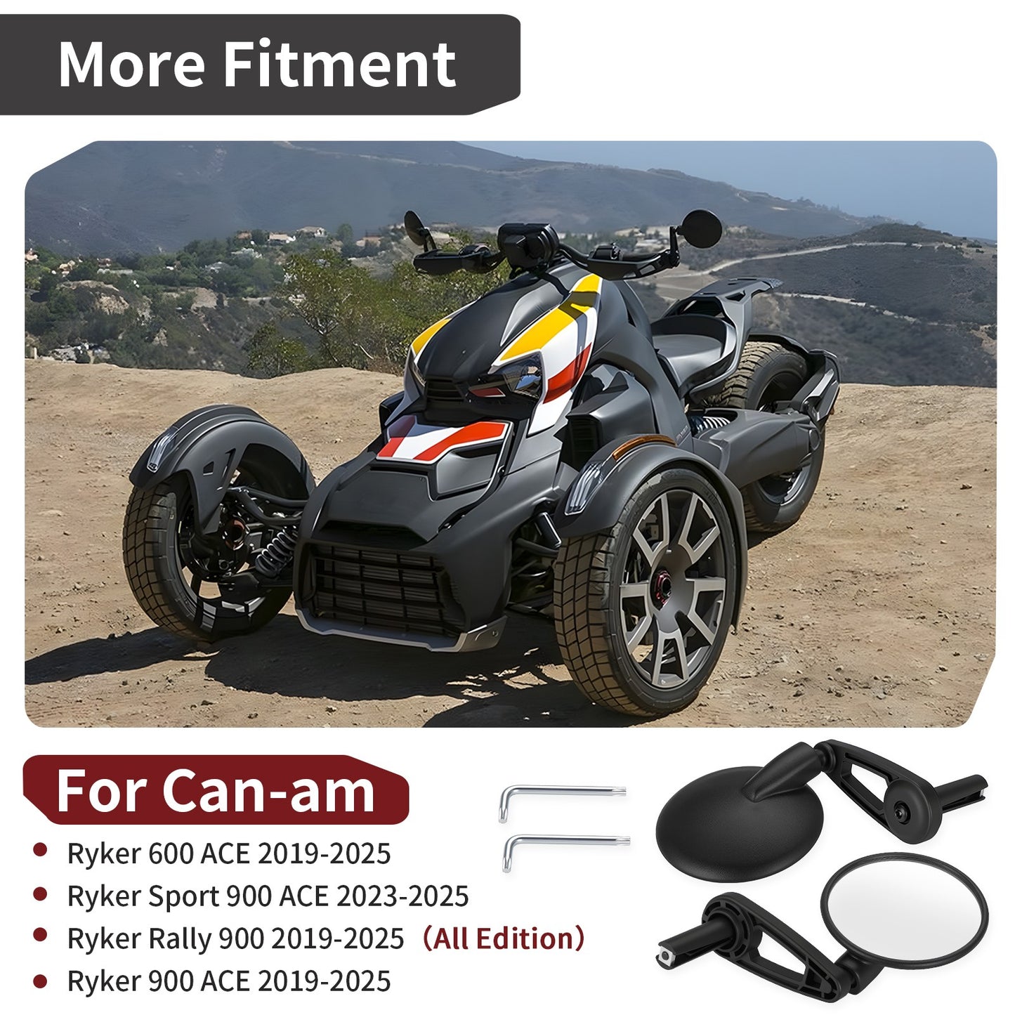 2X Mirror Assembly for Can-Am Ryker 600 900 (2019–2025)