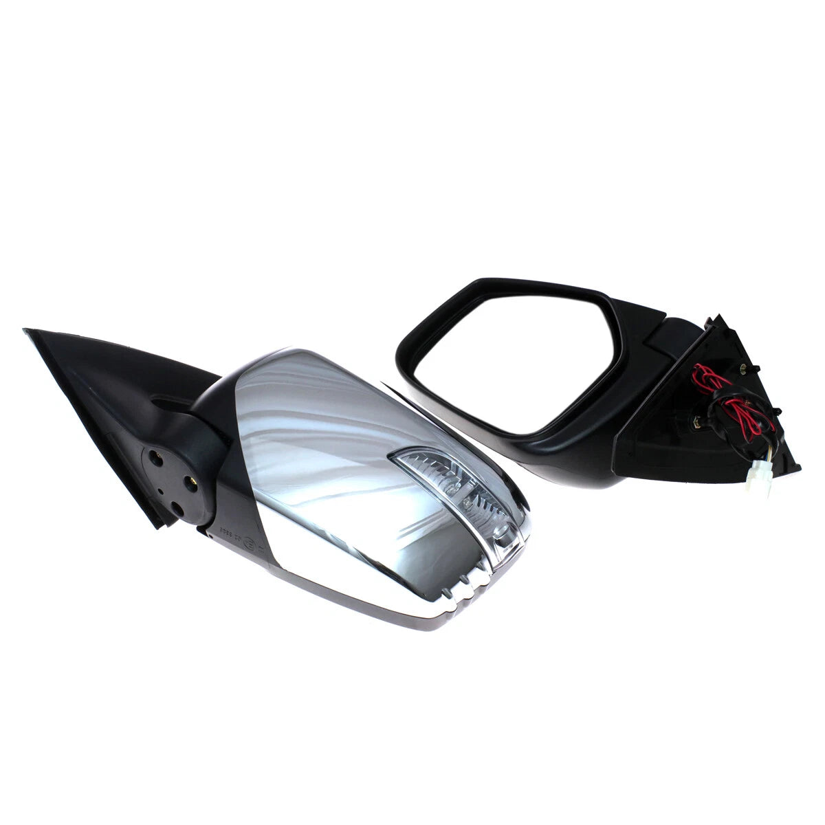 Chrome Electric Wing Mirror LED Set for Mitsubishi L200 Warrior