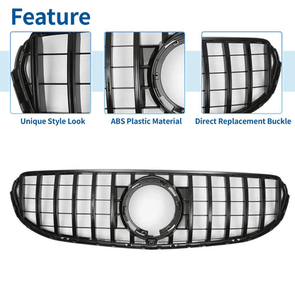 Front Upper Bumper Grille for Mercedes-Benz GLC300 2020-2021 Gloss Black