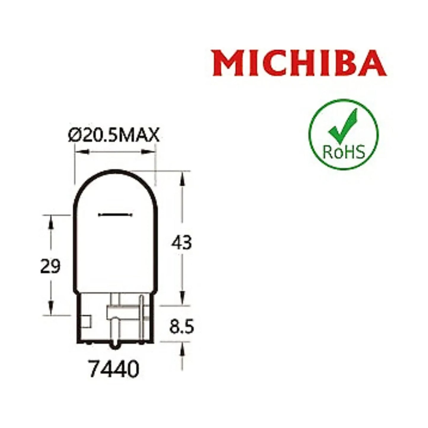 10x T20 Halogen Wedge Bulbs for Automotive (12V 21W)