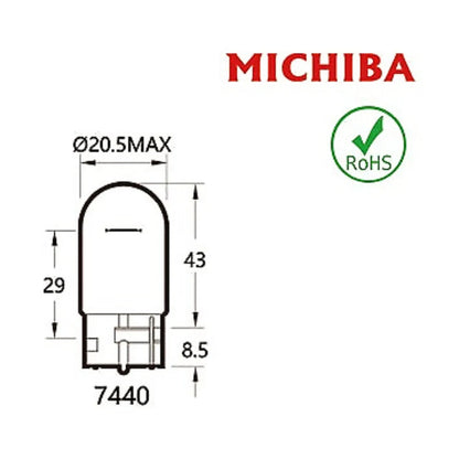 10x T20 Halogen Wedge Bulbs for Automotive (12V 21W)