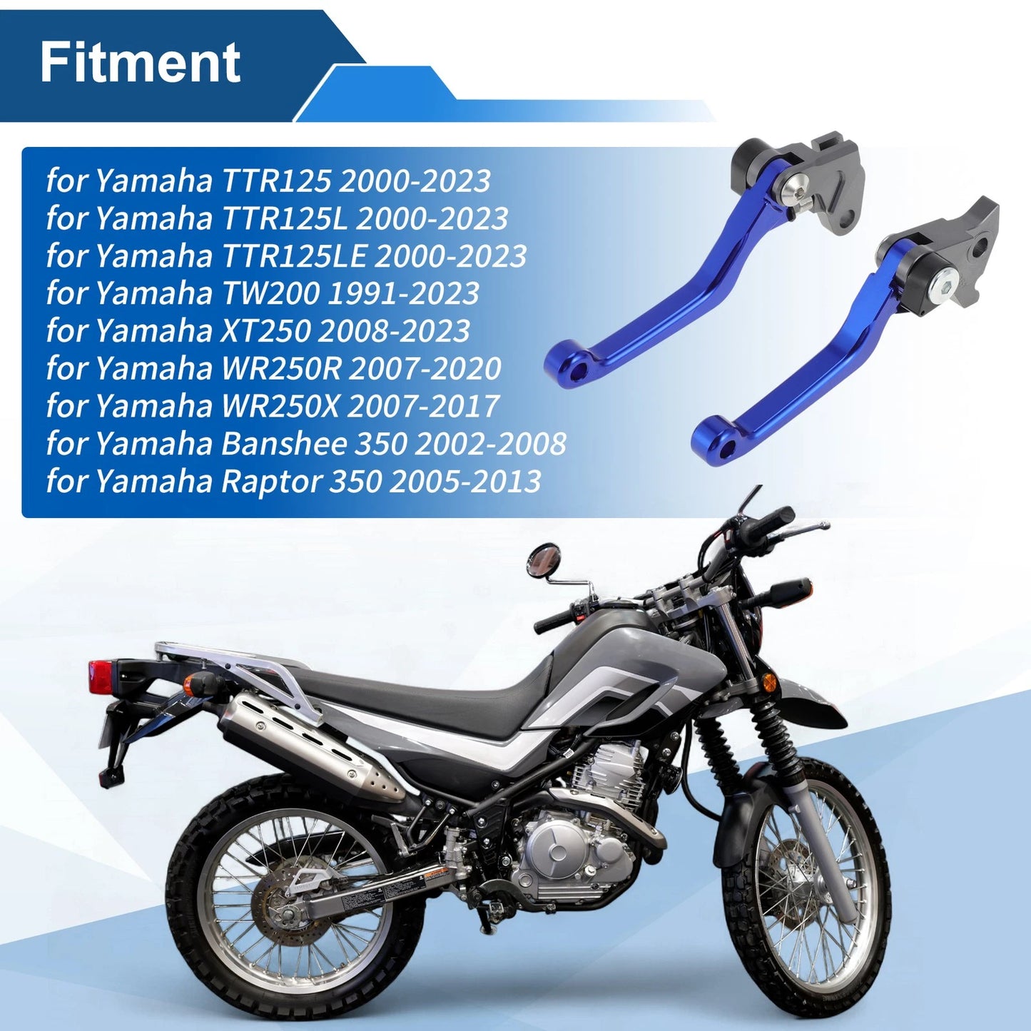 Short Brake Clutch Lever for Yamaha TTR125LE TW200 XT250 (2005–2023) Solid Blue