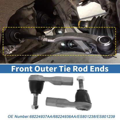 2X Front Outer Tie Rod End No.68224937AA for Jeep Cherokee (2014–2018)