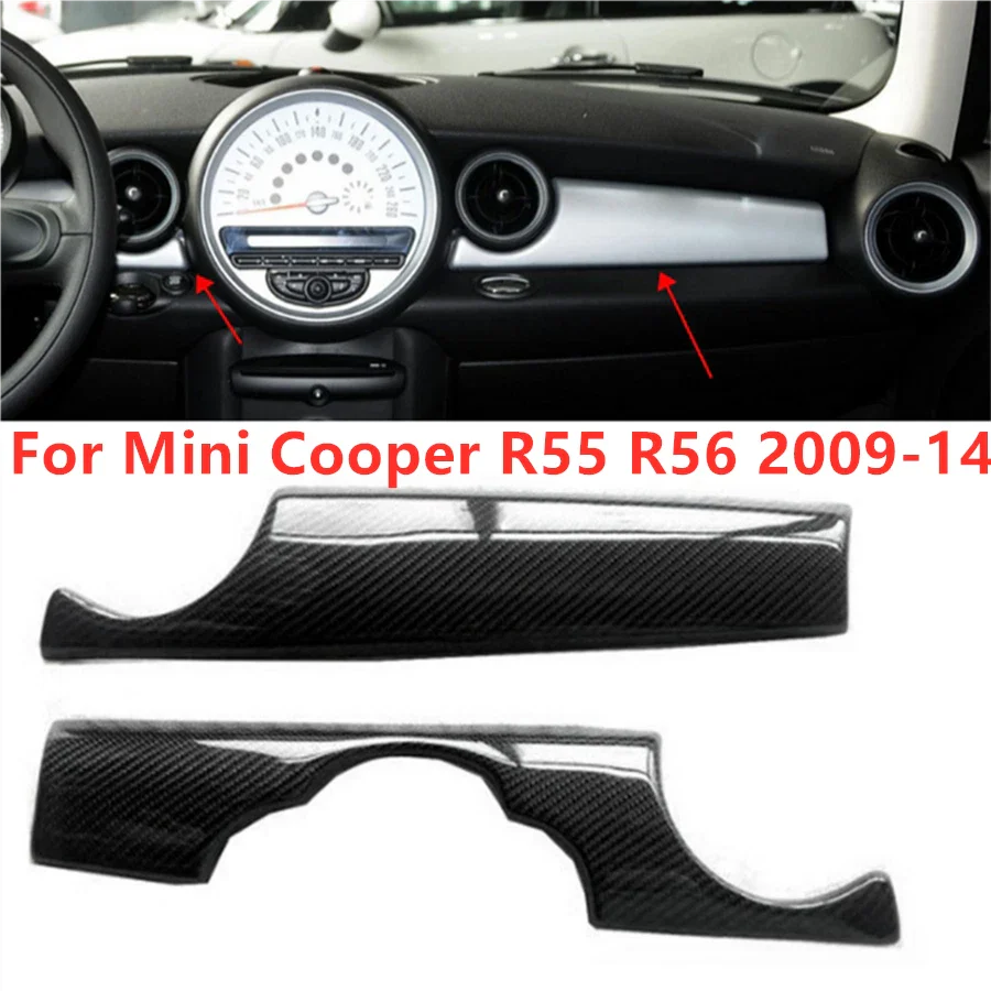 2 x Carbon Fiber Dash Strips Trim for Mini Cooper R55 R56 (2009–2014)