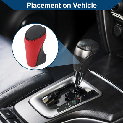 Car Gear Shift Knob Cover for Chevrolet Malibu Red Black Faux Leather