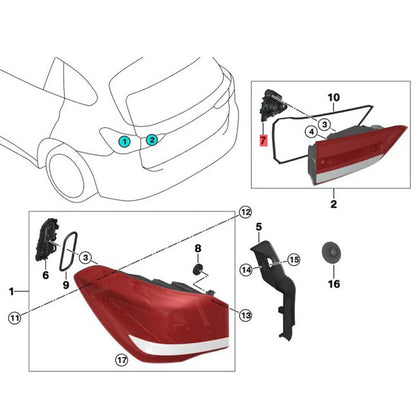 Rear Left Tail Light Inner Bulb Holder Socket for BMW F48/F49 (2016–2019)