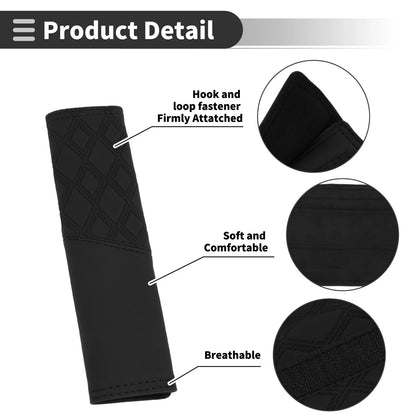 Set of 2 Black Carbon Fiber Leather Seat Belt Cover Pads for Universal Fit