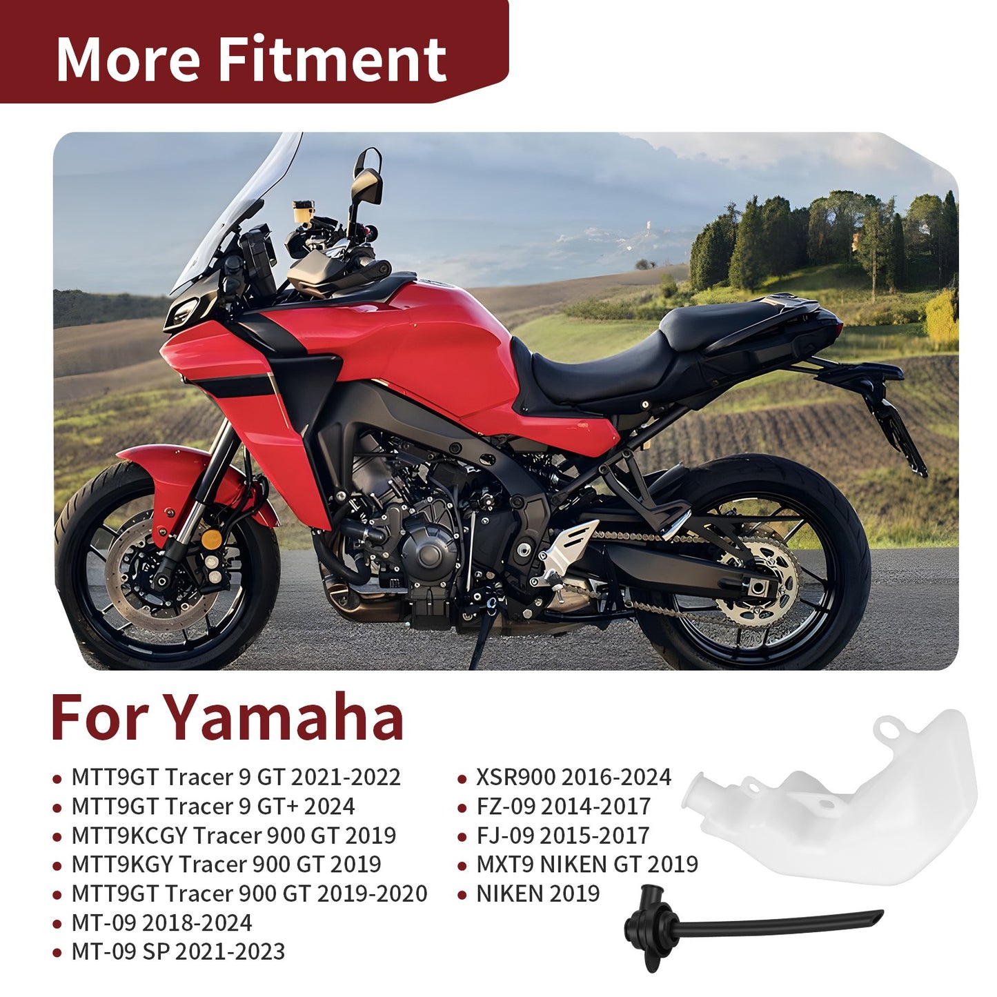 Coolant Water Tank Reservoir for Yamaha MT-09 (2018–2024) w/ Cover