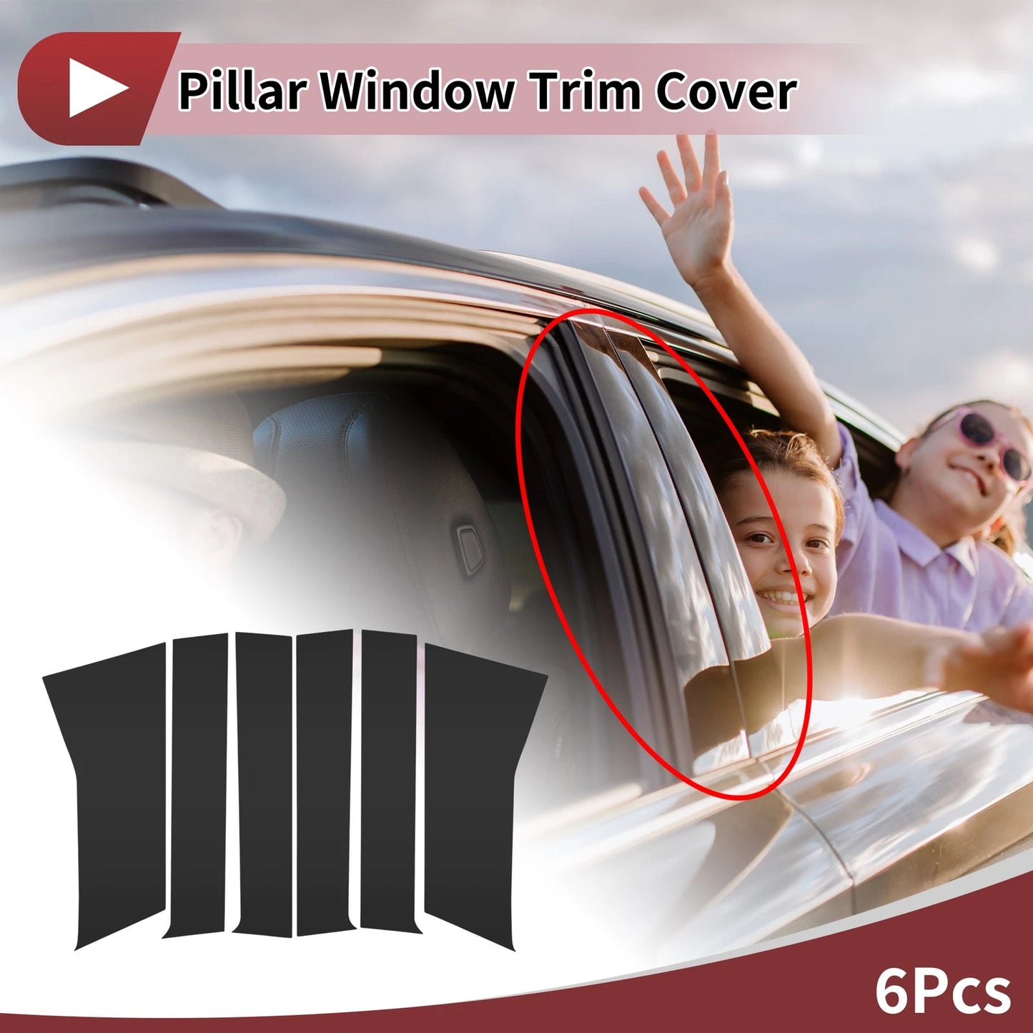 6 Pcs Car Door Pillar Window Trim for Toyota Veloz (2022–2025) Black