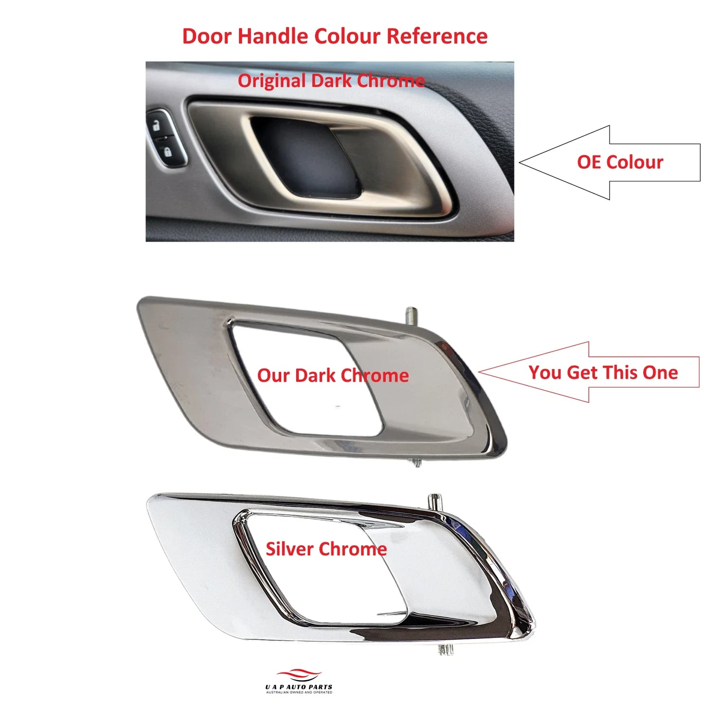 Front/Rear Left Inner Door Handle Dark Chrome for Ford Ranger (2011–2022)