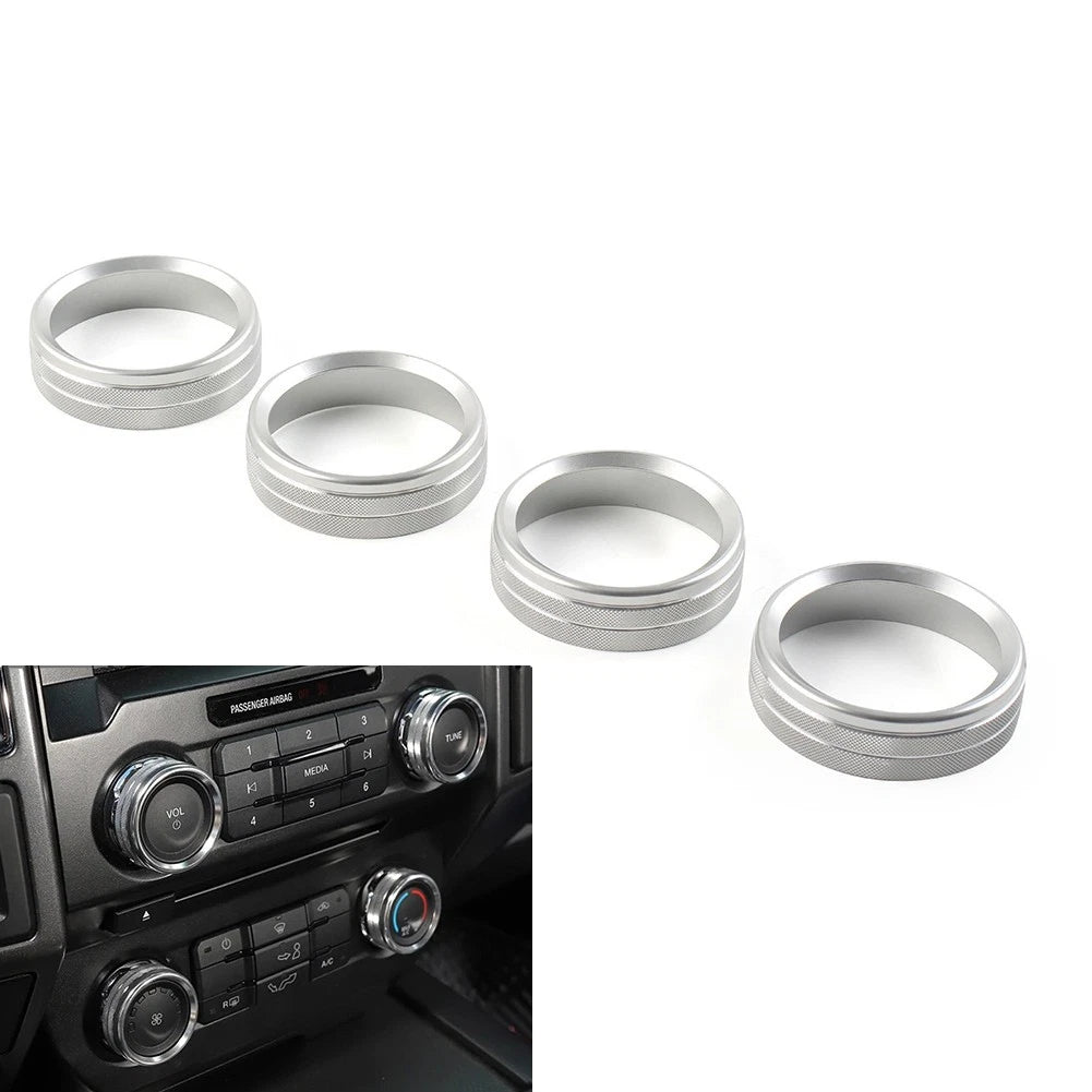 Air Conditioner Switch Button Ring Knob Trim for Ford F150 XLT (2015–2020) Silver