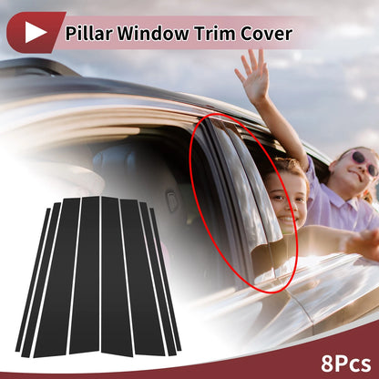 8 Pcs Car Door Pillar Window Trim for Toyota Prado (2010–2023) Black