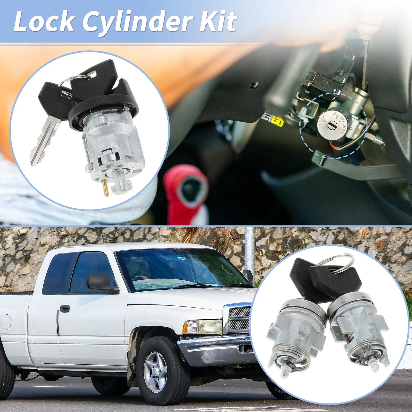 Ignition Lock Cylinder & Door Lock for Dodge Ram 1500 250 (2002-2008)