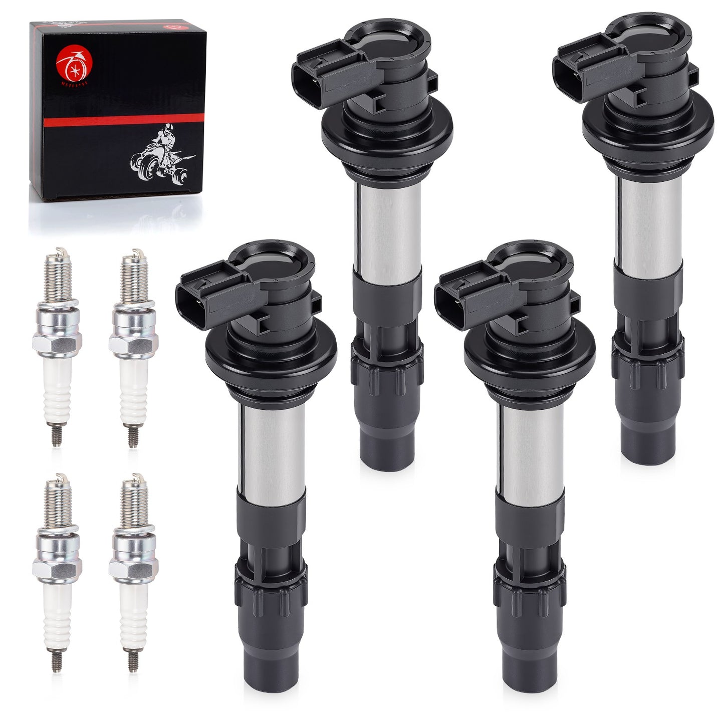 Set of 4 Ignition Coils & Iridium Spark Plugs for Suzuki GSX-R750 (2008–2023)