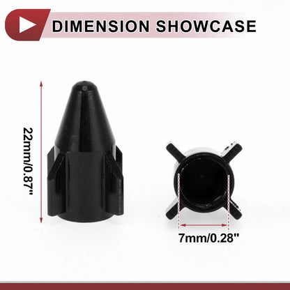 Set of 4 Mini Rocket Style Tire Valve Stem Caps Black for Car