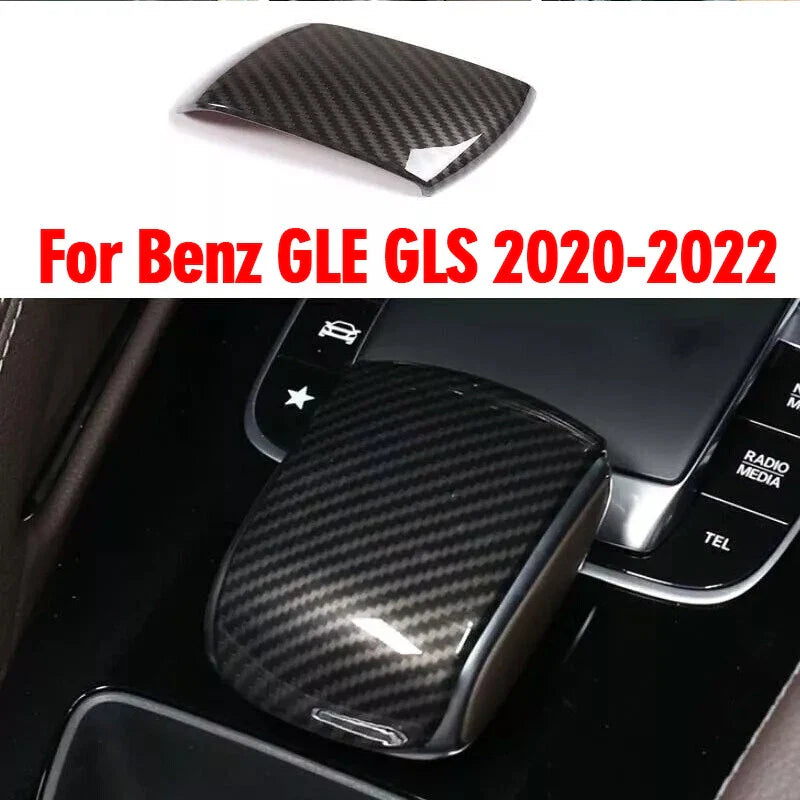 Gear Shift Knob Decor Cover Trim Carbon Fiber for Benz GLE GLS (2020–2022)