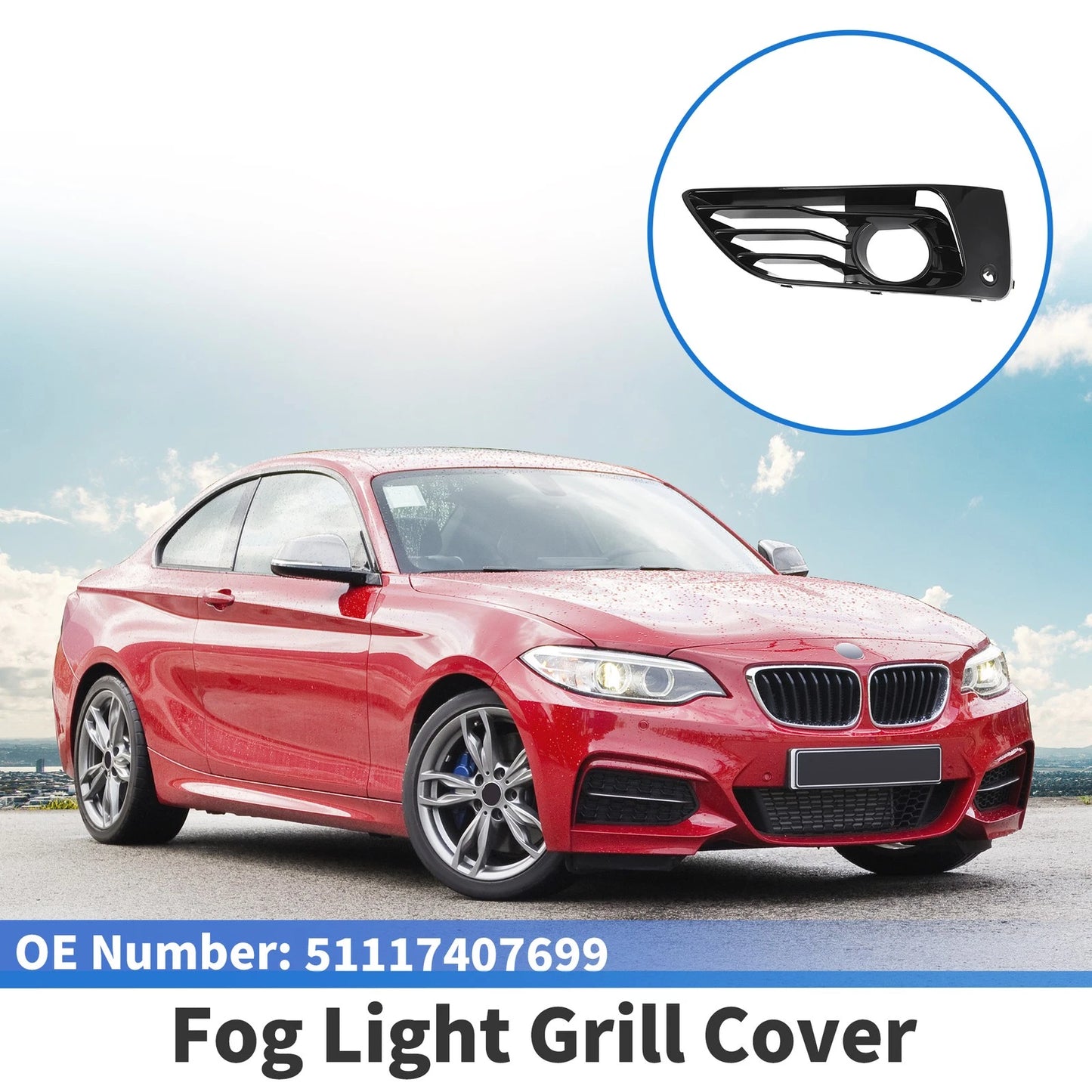 1 Pc Front Left Fog Light Grill for BMW 2 Series (2017-2020)