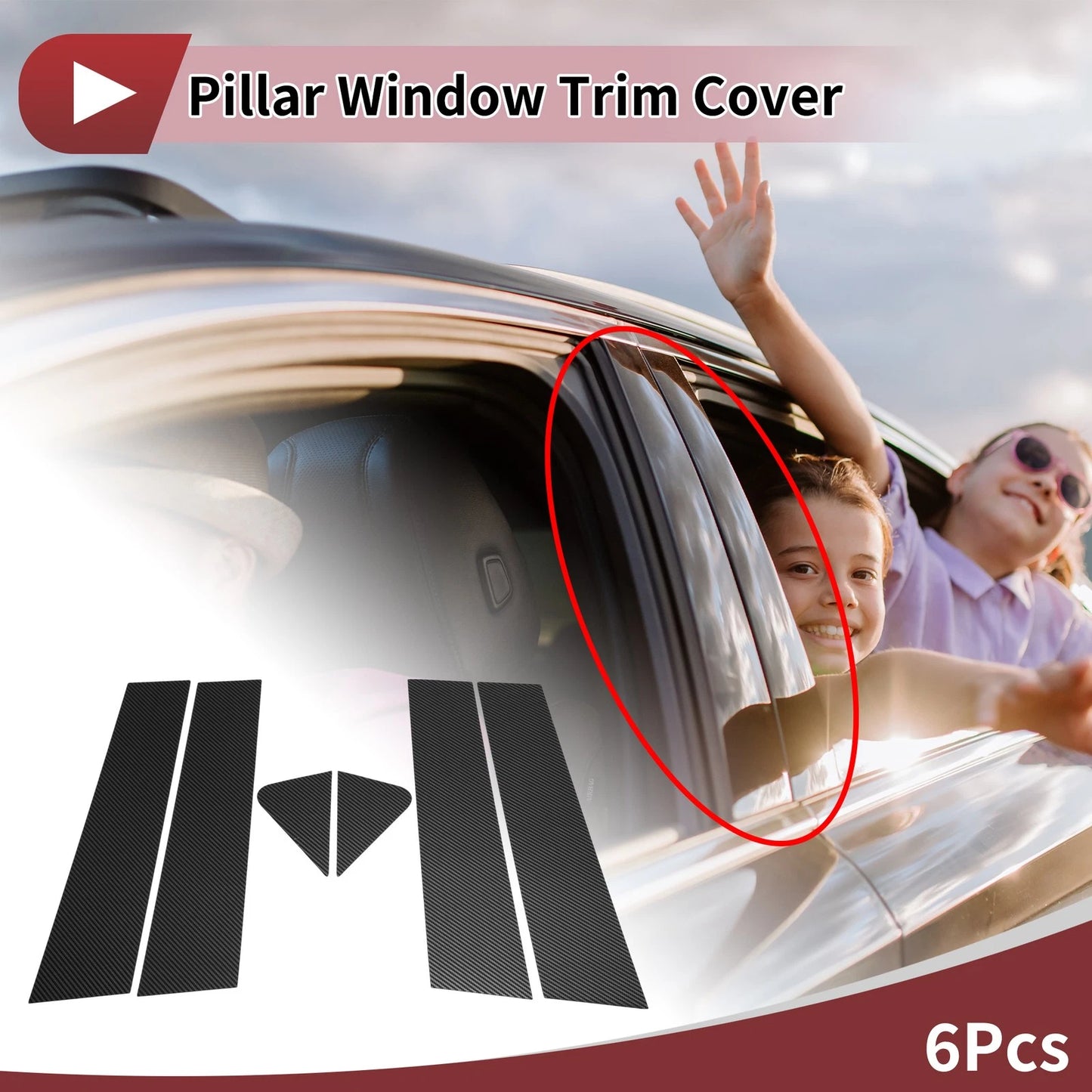 Door Pillar Window Trim for Chevrolet Trailblazer (2024–2025) Black Carbon Fiber
