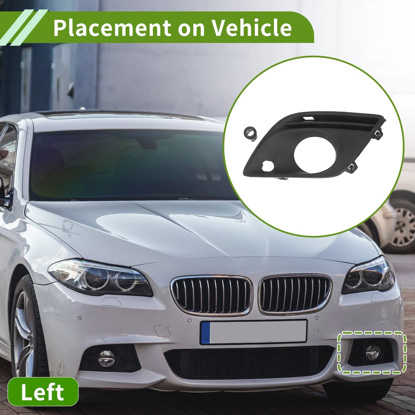 1 Pc Front Left Fog Light Grill for Volvo XC60 (2010-2016) Black