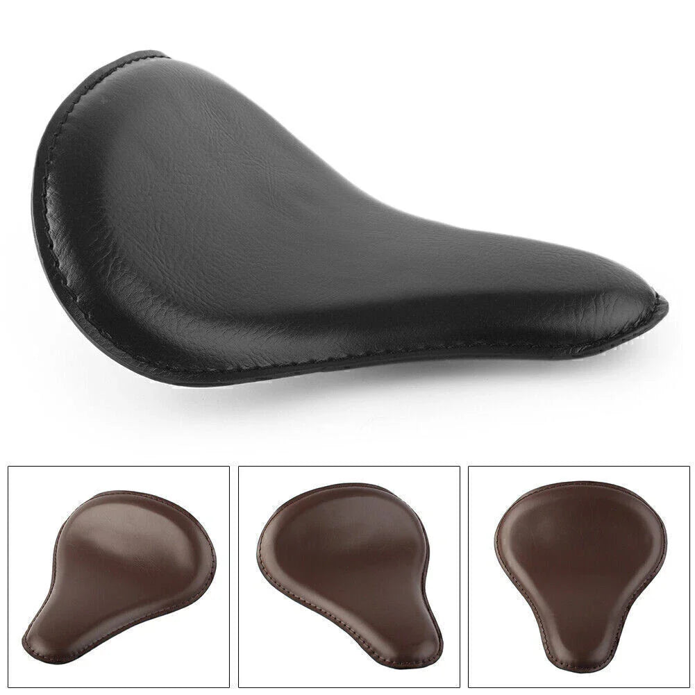 13.5"x12" Solo Slim Black Large Leather Seat for Harley Bobber Chopper