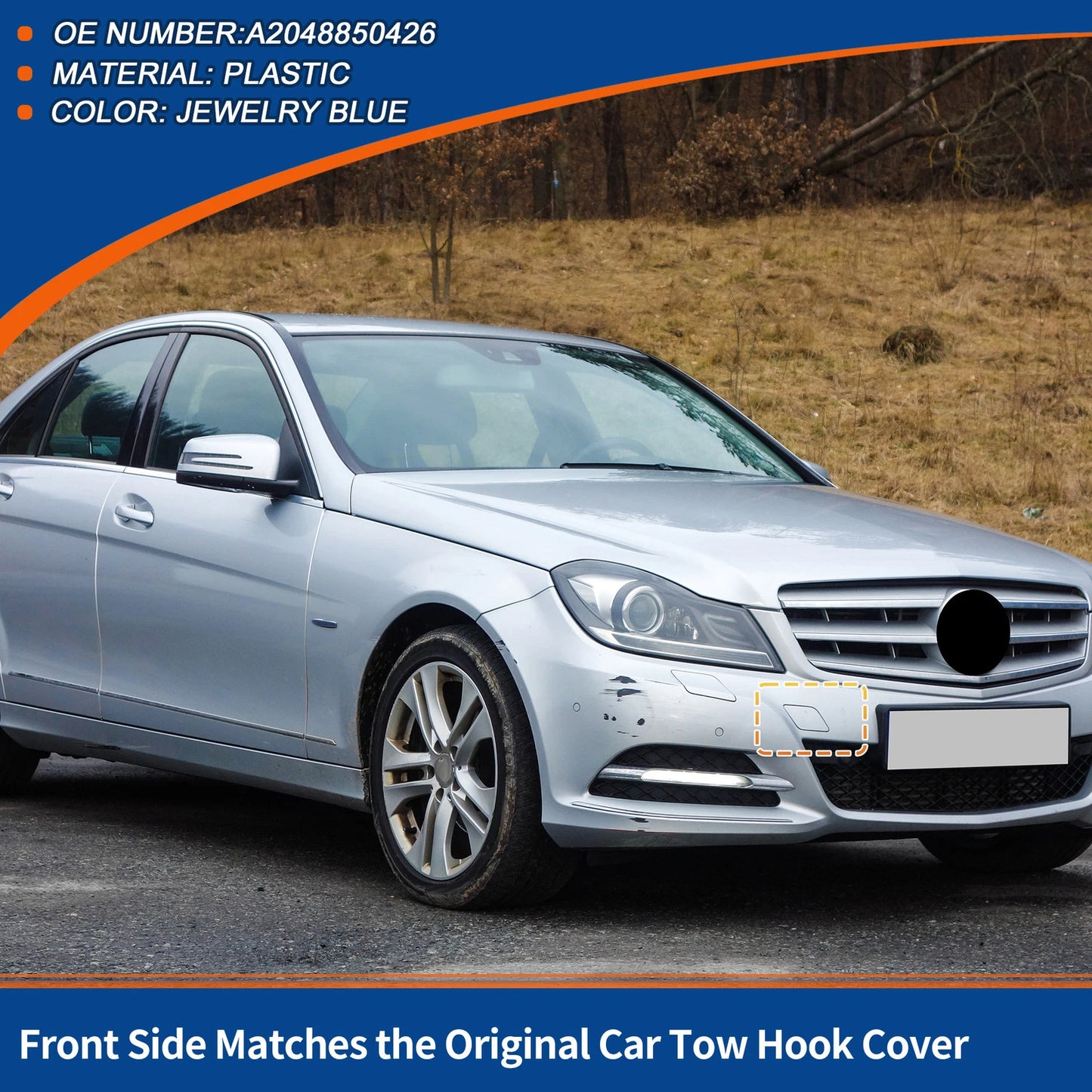 Tow Hook Cover for Mercedes-Benz A2048850426 (2012–2015) Jewelry Blue