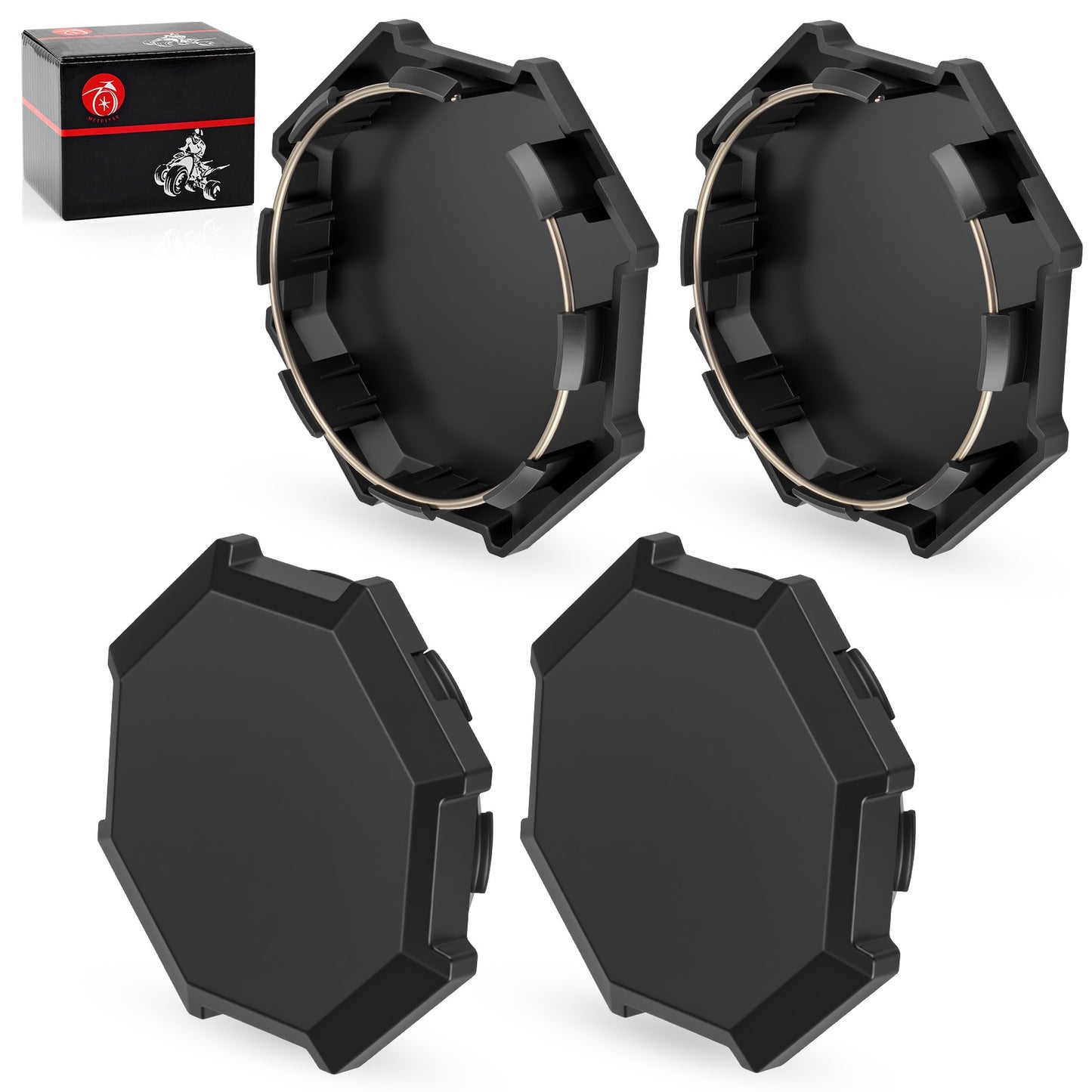 Set of 4 Black Wheel Hub Caps for Polaris Sportsman 1000 XP (2017–2024)
