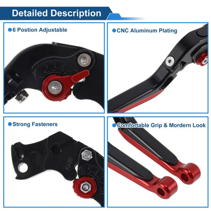 Brake Clutch Levers for KTM Duke 390 RC390 (2013–2023) Black Red End 1 Pair