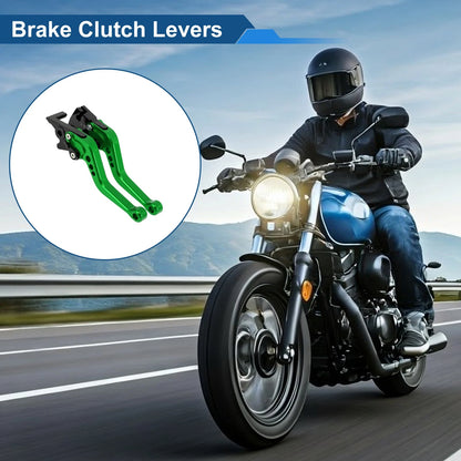 6 Position Adjustable Brake Clutch Levers for Kawasaki Ninja 400R (2011) Green