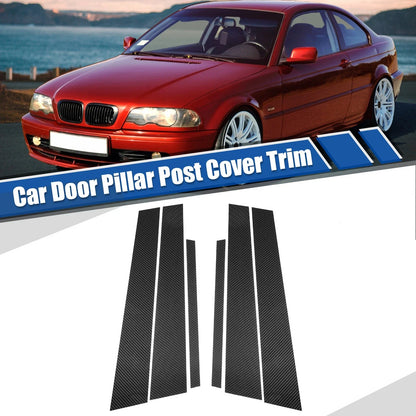 Door Window Pillar Post Cover Trim Gloss Carbon Pattern for BMW 3 Series E46