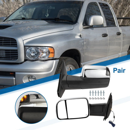 Tow Mirrors for Dodge Ram 1500 with Turn Signal Light Silver Tone 2 x