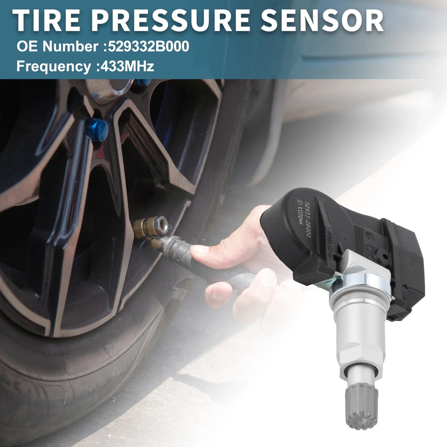 Tire Pressure Sensor 433MHz for Hyundai Santa Fe (2006-2012) 1 x Sensor