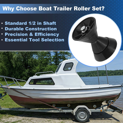 3" Boat Bow Trailer Roller with End Bells & 1/2 Inch Shaft