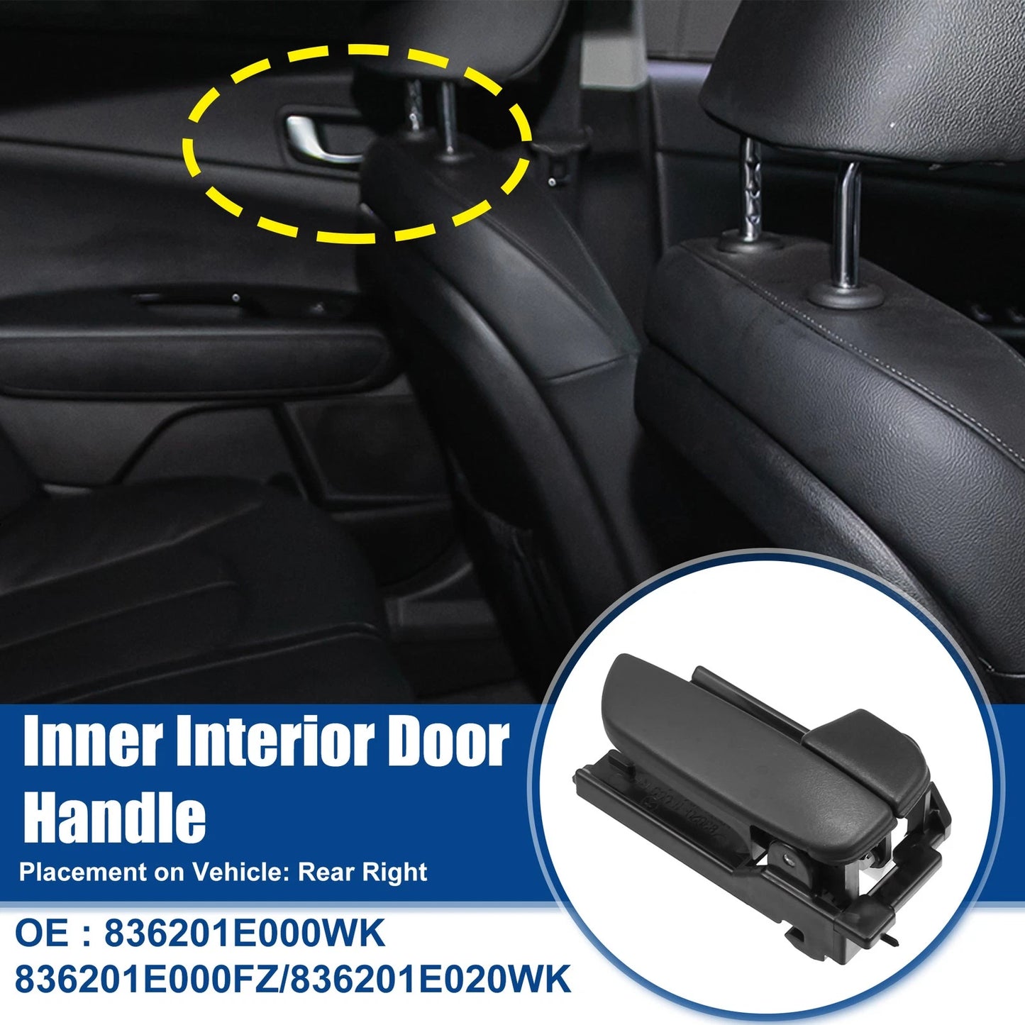 Rear Right Side Inner Door Handle for Hyundai Accent (No. 836201E000WK)