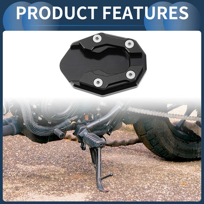 Side Stand Plate Pad for Motorcycle (1 Set) - Aluminum Alloy Black