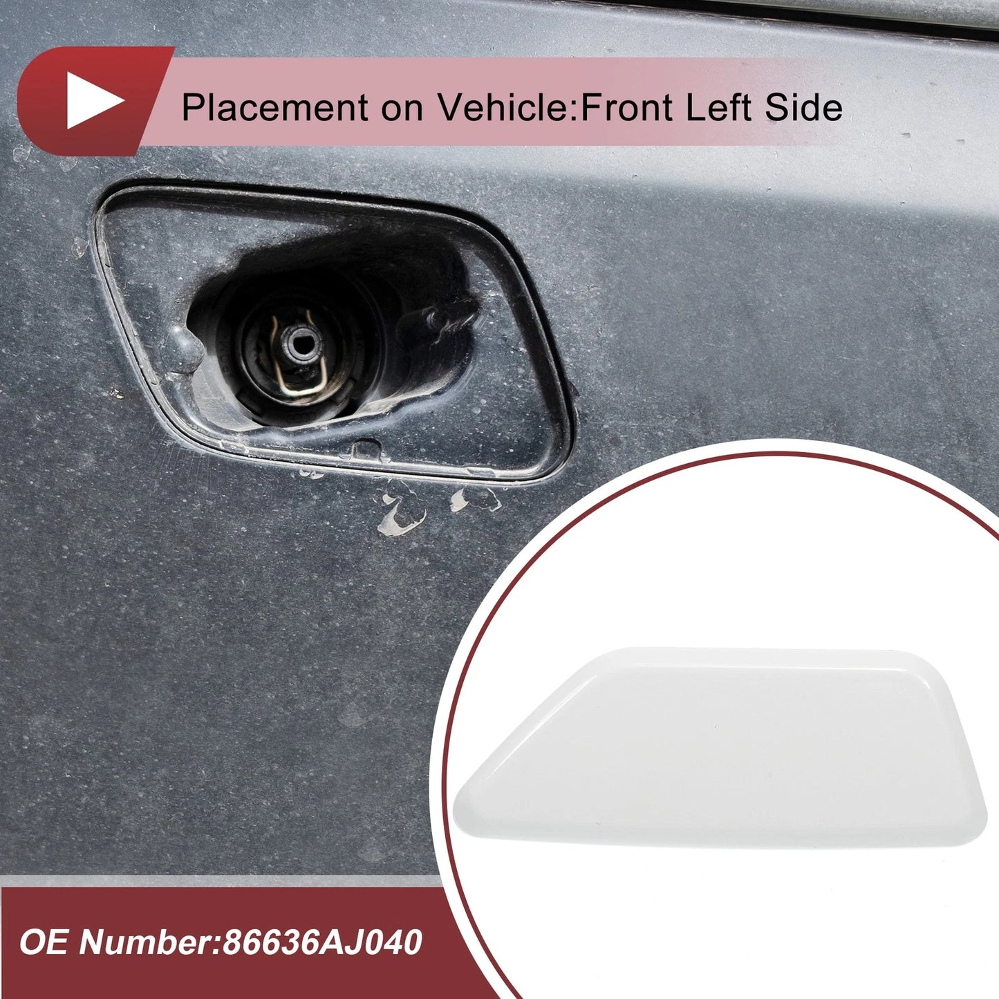 Front Left Washer Nozzle Cover Cap for Subaru Legacy (2010–2014) White