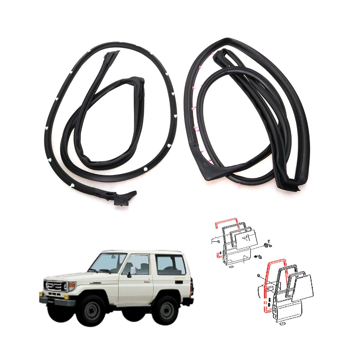 Set of 2 Door Weatherstrips for Toyota Land Cruiser (1990–2021)