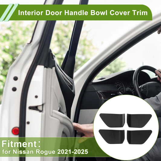 Interior Door Handle Bowl Cover Trim for Nissan Rogue (2021–2025) Carbon Fiber Black