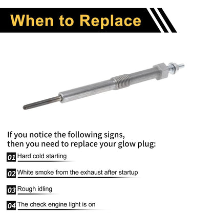 Glow Plug for Diesel Engine - Silver Tone Steel (12639701)