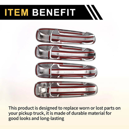 Car Door Handle Protector Set for Dodge Ram 1500 (2002-2008) Silver Tone