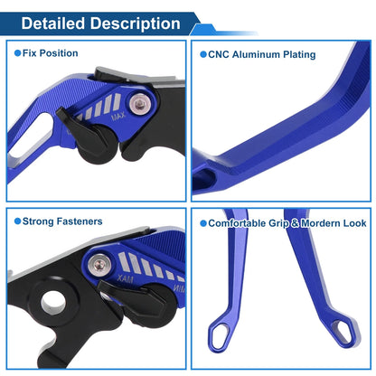 Short Brake Clutch Lever Set for Yamaha YZF-R125 (2014–2020) Solid Blue