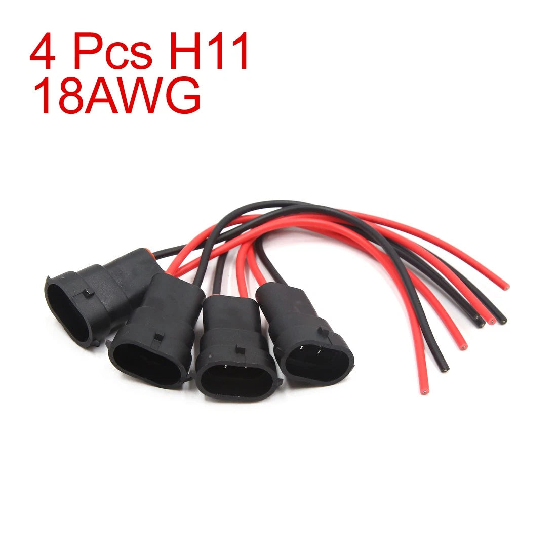 Set of 4 H11 Fog Light Extension Wire Harness Male Socket Connectors for Various Models