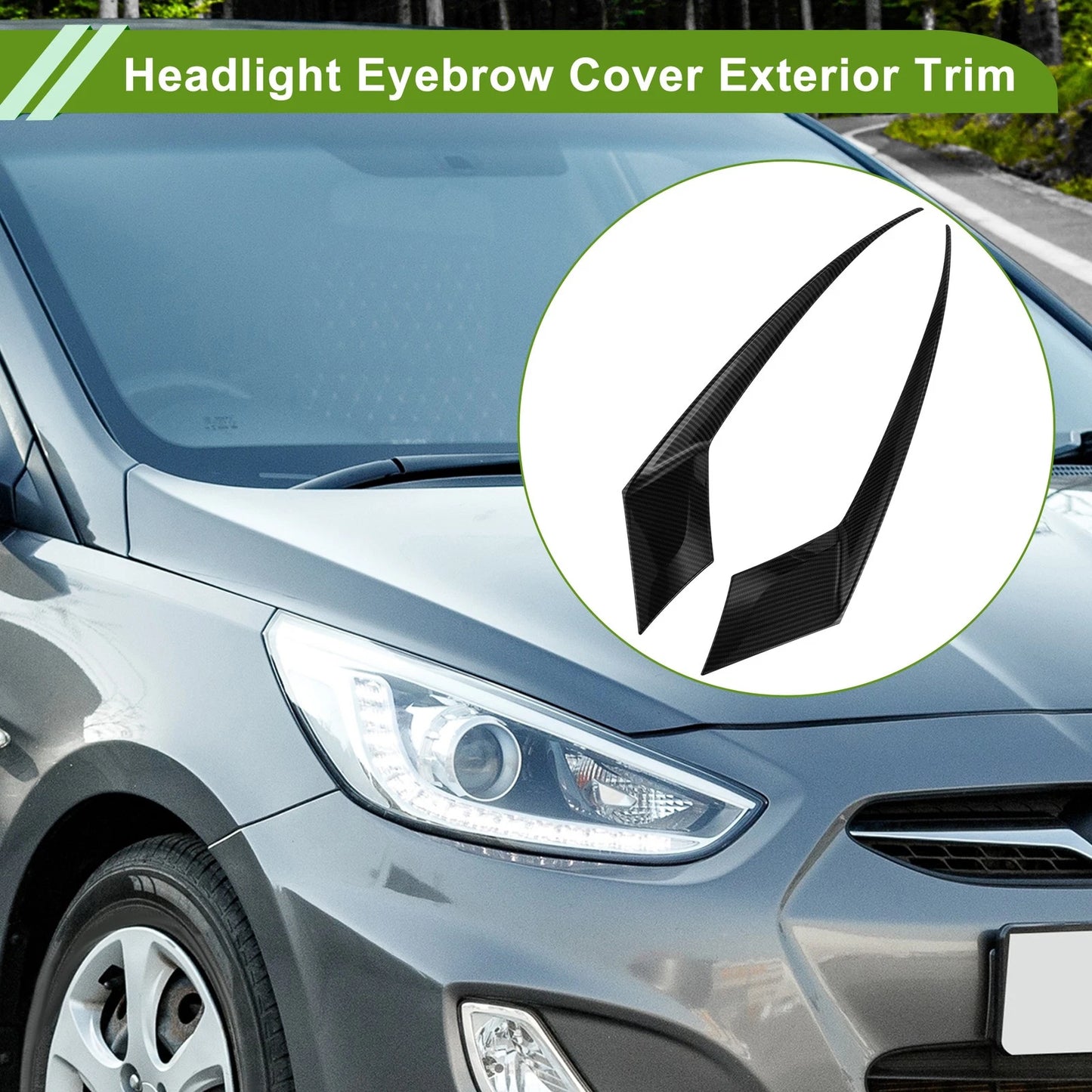 Headlight Eyebrow Eyelid Cover for Honda Accord (2023–2023) Black Carbon Fiber