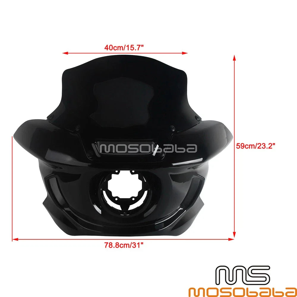 Front Mask Headlamps Windshield w/ Mount Bracket for Harley FXST FXLR FXBB