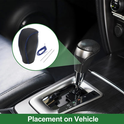 1 Pc Gear Shift Knob Cover for Mazda CX-5 (2017-2022) Black Blue Faux Leather