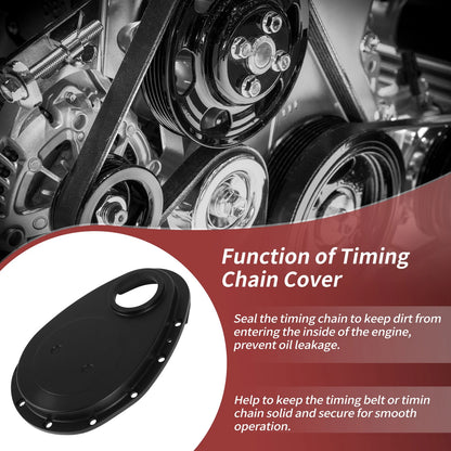 Polished Aluminum Timing Chain Cover Kit with Gaskets & Bolts for Chevy SBC (1960–2002)